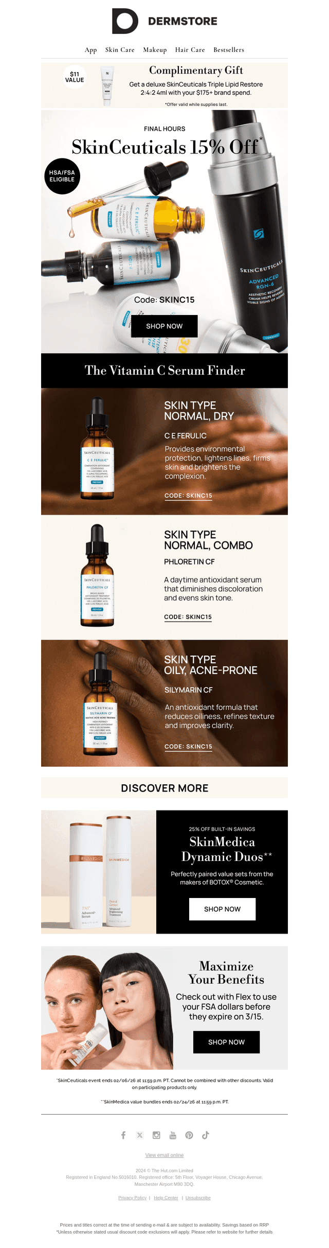 Ends Tonight: 15% off SkinCeuticals
