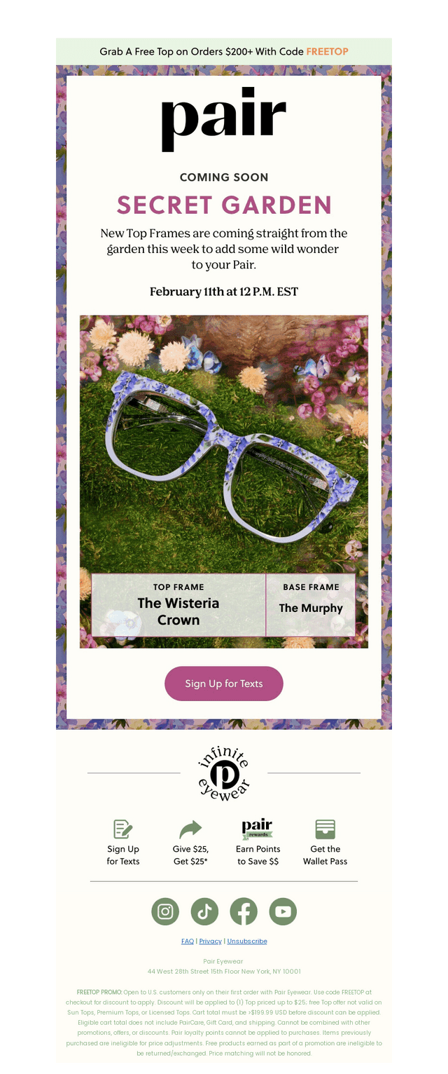 Pair Eyewear email from Sun, Feb 8, 2026
