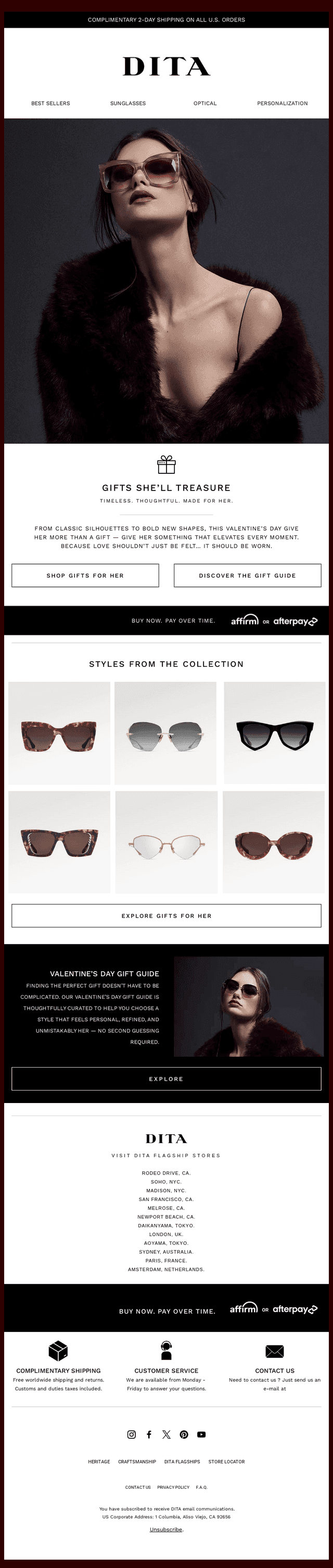 DITA Eyewear email from Sun, Feb 8, 2026