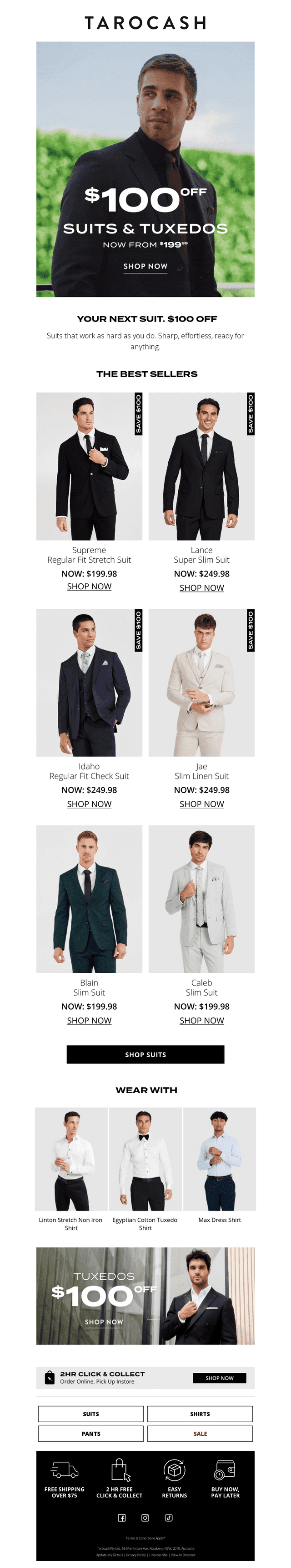 $100 Off Your Next Suit ➡️