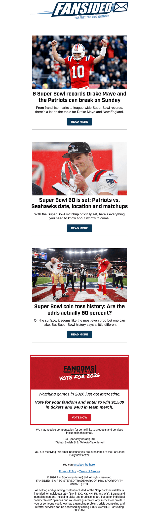 FanSided email from Mon, Feb 9, 2026