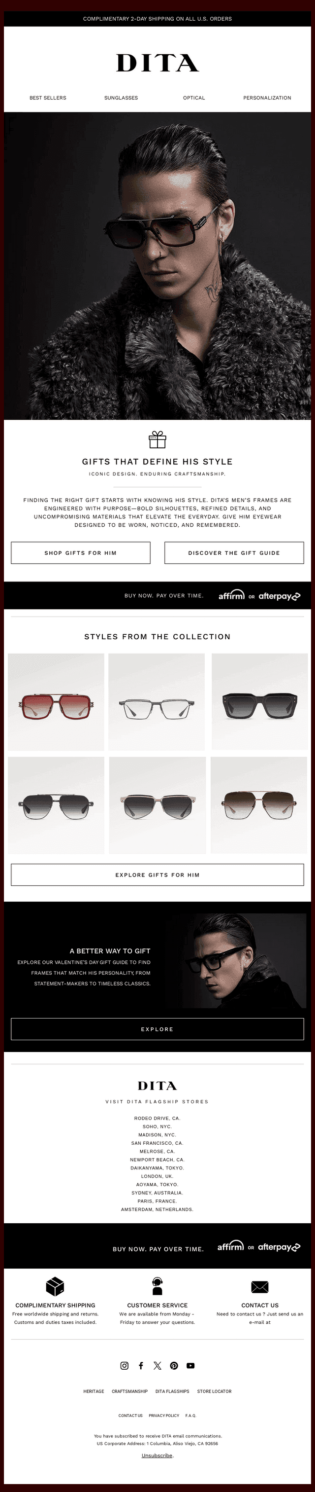 DITA Eyewear email from Mon, Feb 9, 2026