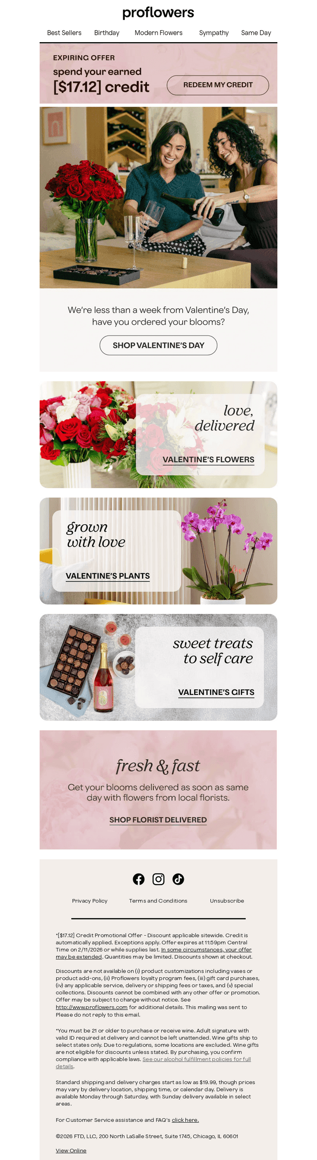 ProFlowers email from Mon, Feb 9, 2026