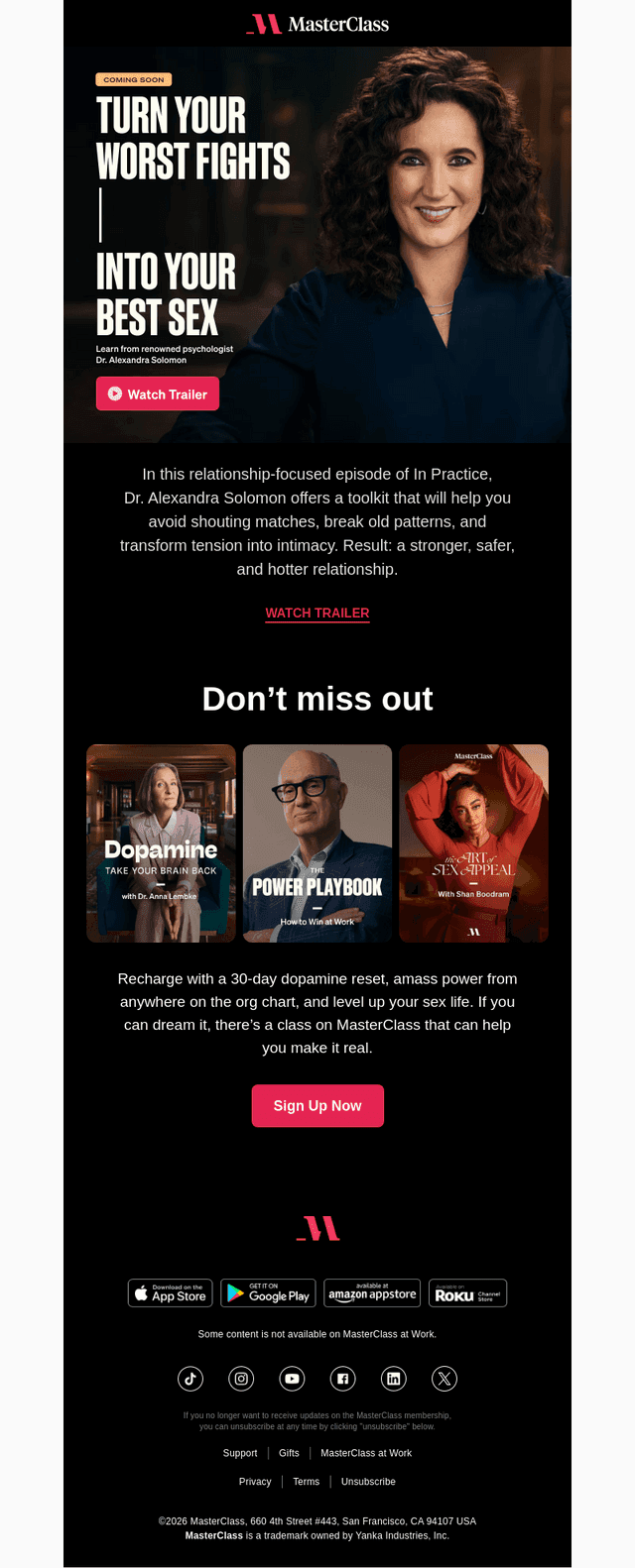 MasterClass email from Mon, Feb 9, 2026