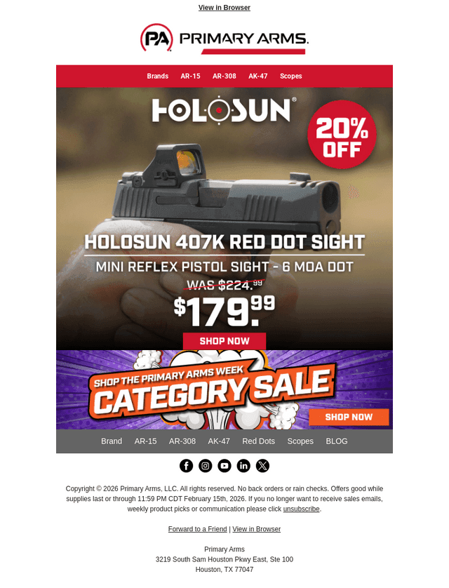 Holosun 407K Mini Reflex EXCLUSIVE — Now 20% OFF
