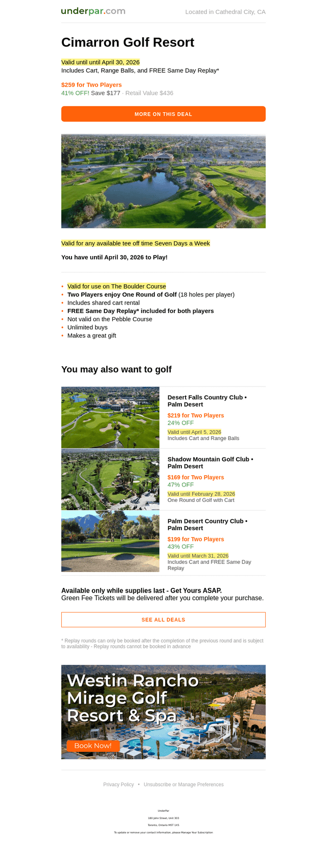 Cimarron Golf Resort: $259 for Two (Valid until April 30, 2026)