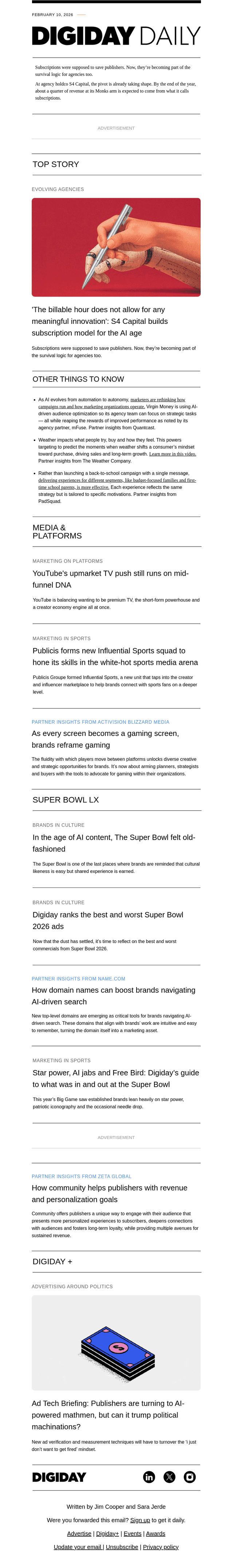 Digiday email from Tue, Feb 10, 2026