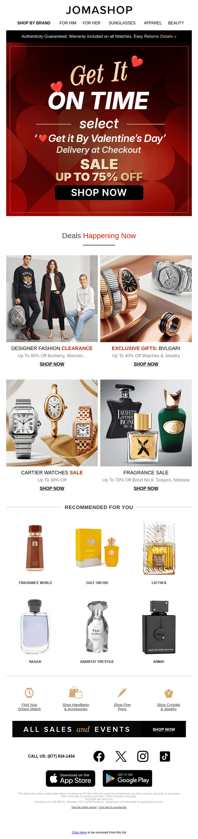 Jomashop email from Tue, Feb 10, 2026