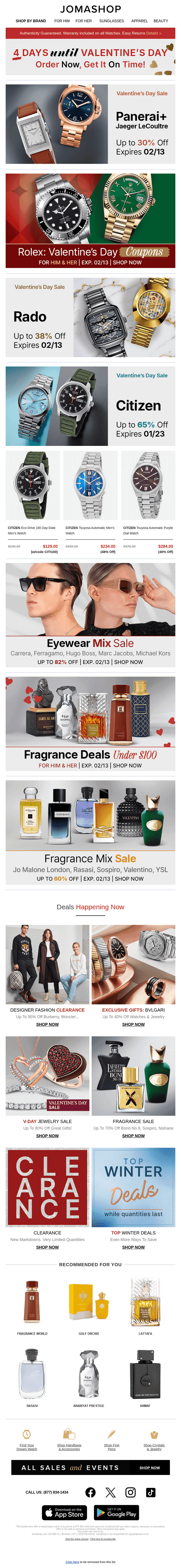 Jomashop email from Wed, Feb 11, 2026