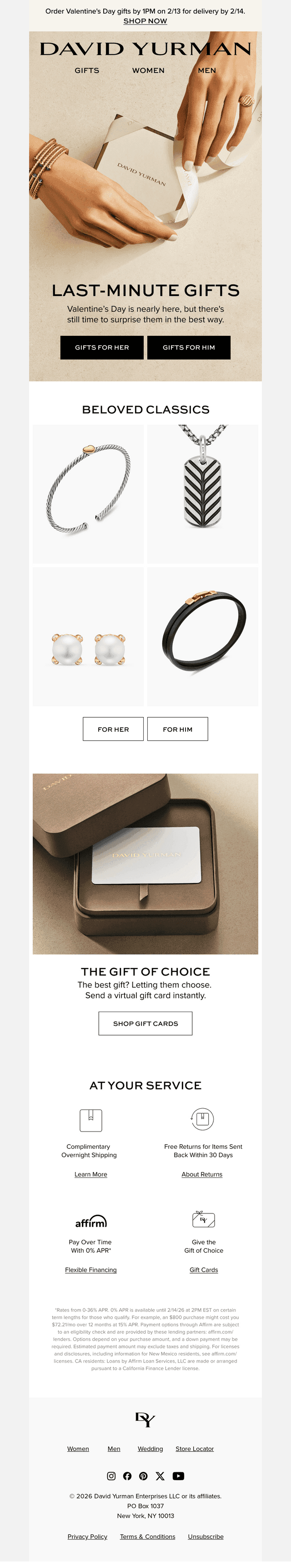 David Yurman email from Wed, Feb 11, 2026