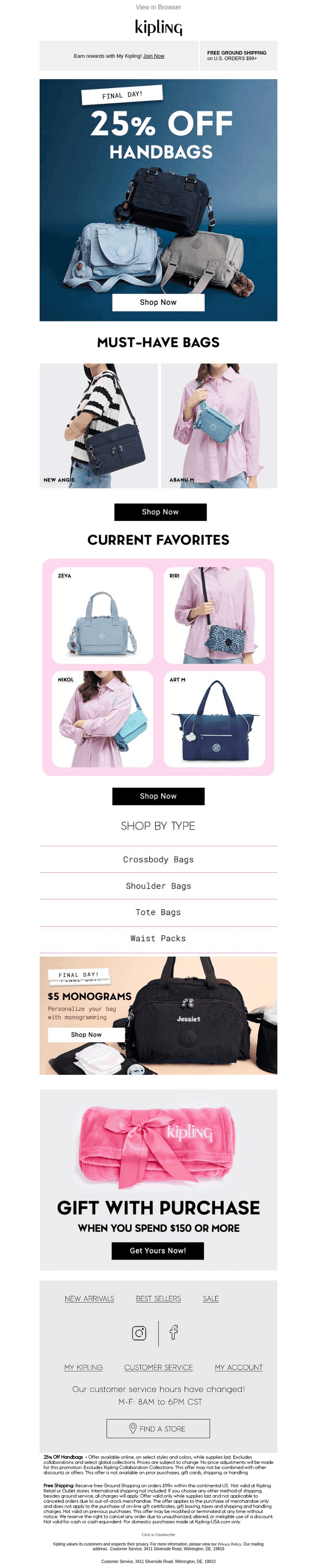 Final Day! 25% Off Handbags!