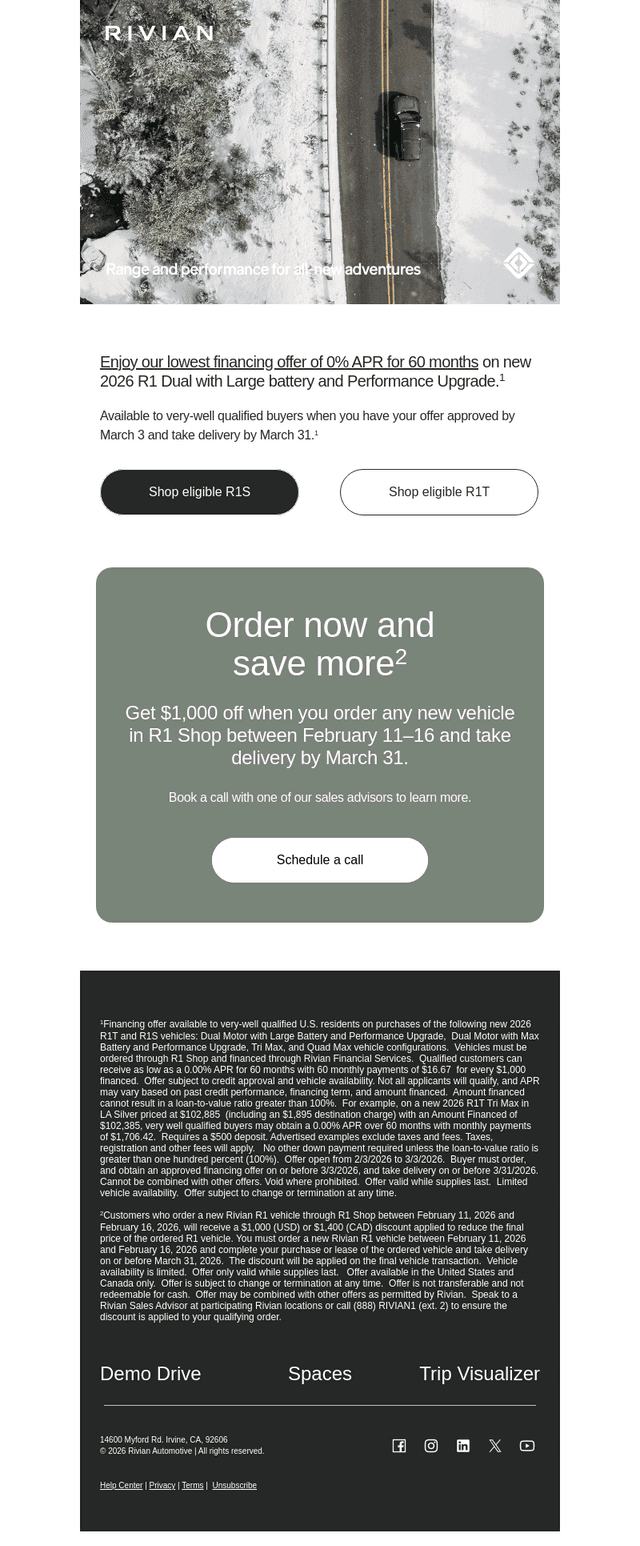 Rivian email from Wed, Feb 11, 2026