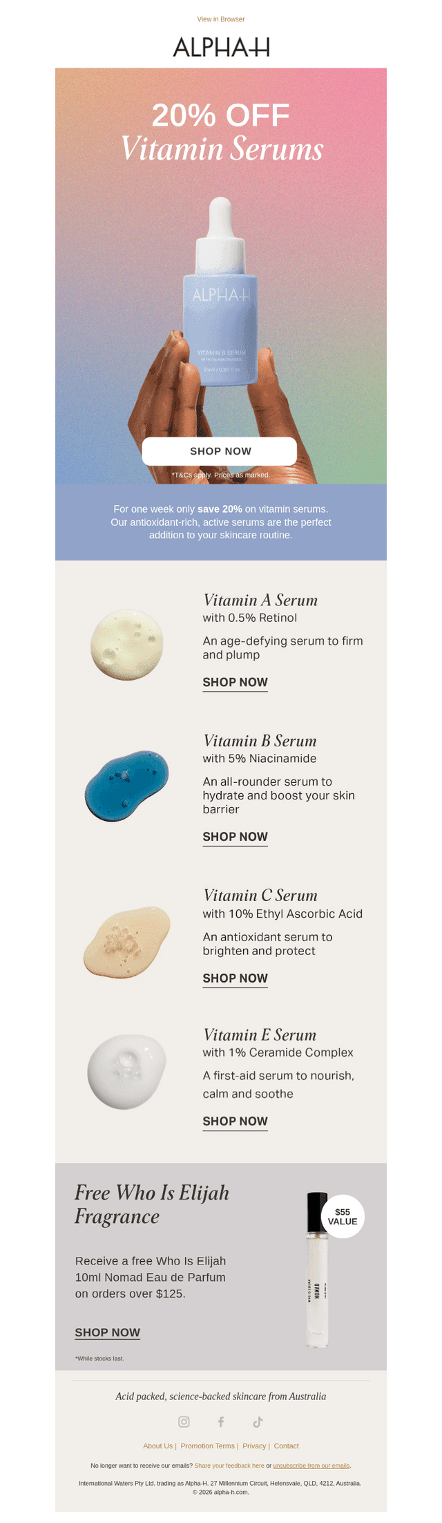 20% Off Vitamin Serums