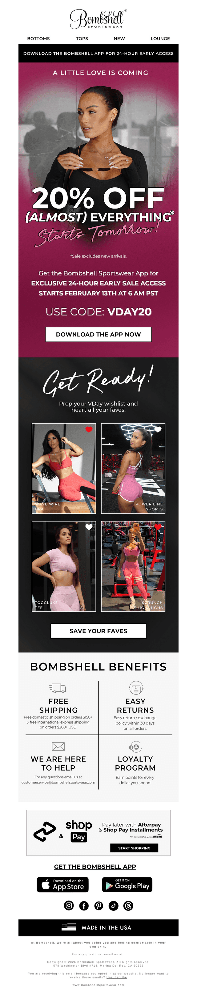 Bombshell Sportswear email from Thu, Feb 12, 2026