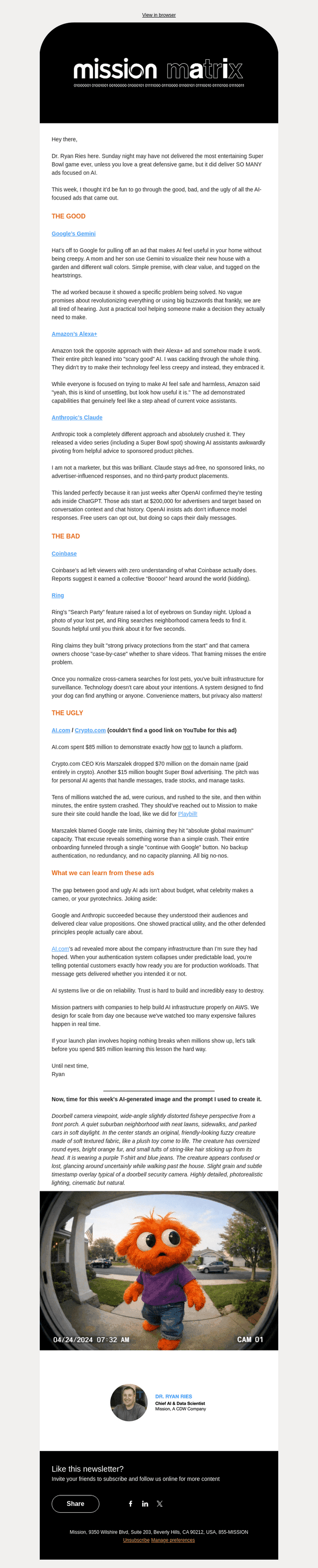 Mission Cloud Services email from Thu, Feb 12, 2026