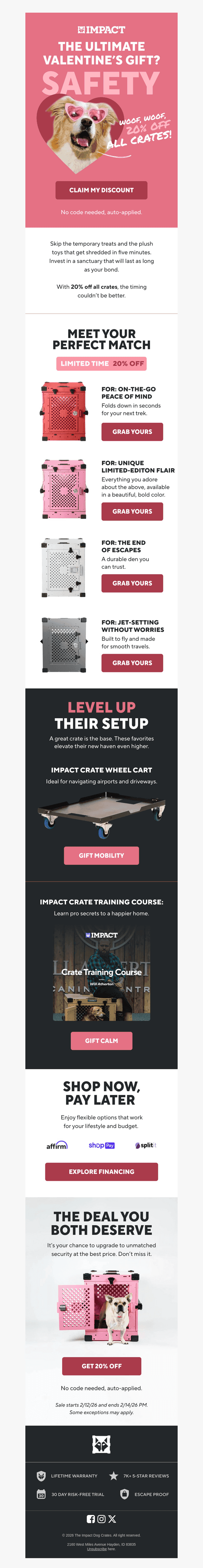 Impact Dog Crates email from Thu, Feb 12, 2026