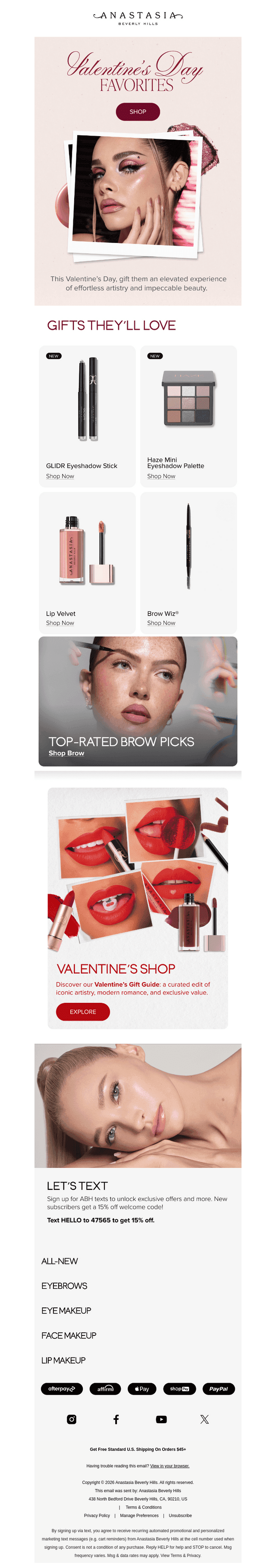 Anastasia Beverly Hills email from Thu, Feb 12, 2026
