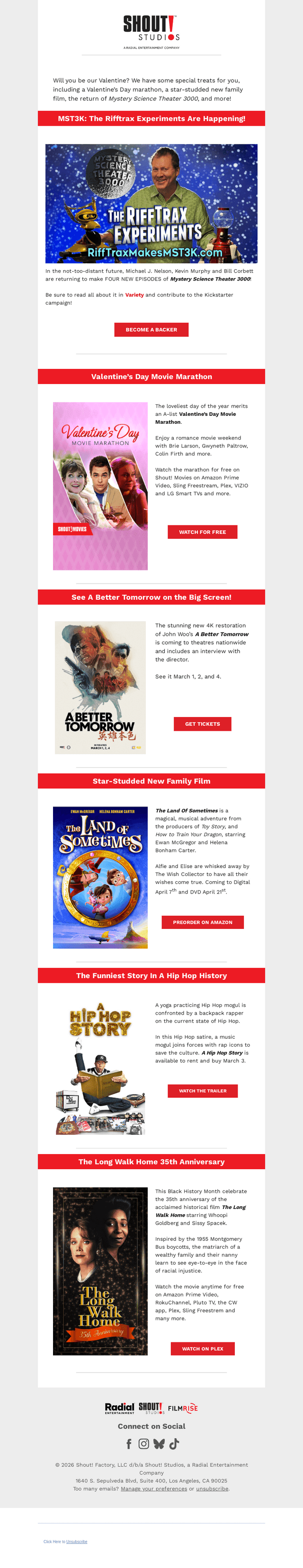 Shout! Factory email from Thu, Feb 12, 2026