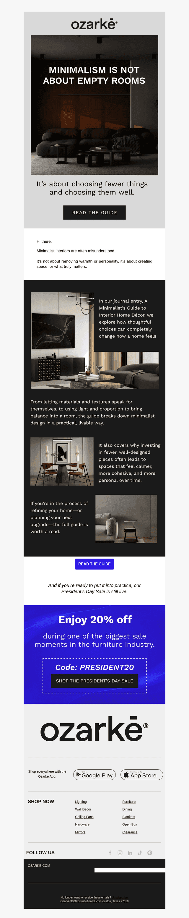 Minimalist spaces, intentional choices