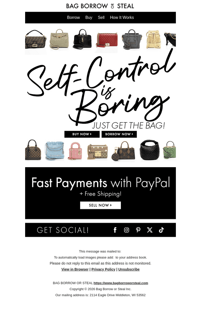 Self-Control is Boring…SHOP NOW!