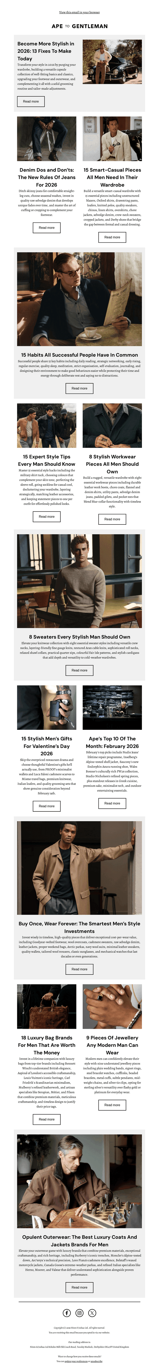 Ape to Gentleman email from Fri, Feb 13, 2026