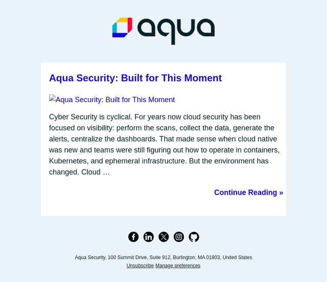 Aqua Security: Built for This Moment