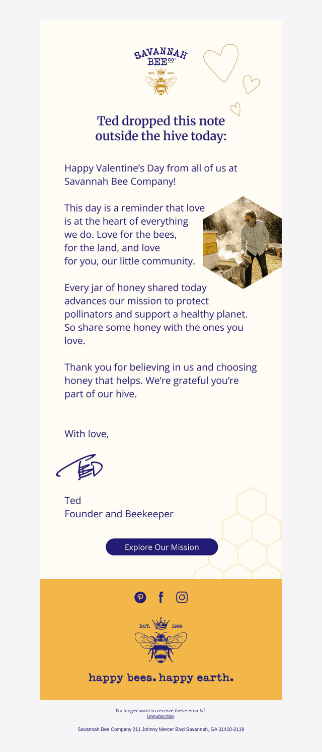 A Valentine’s hello from Ted (and his bees)