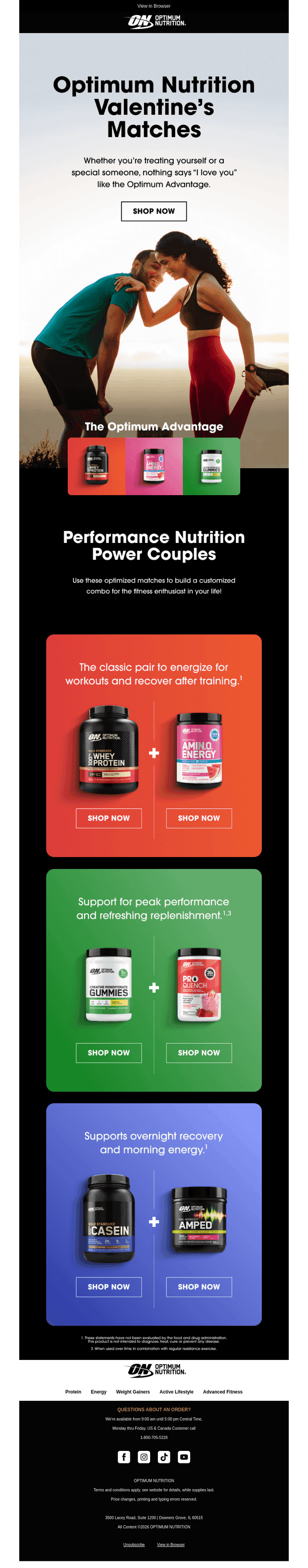 Optimum Nutrition email from Fri, Feb 13, 2026