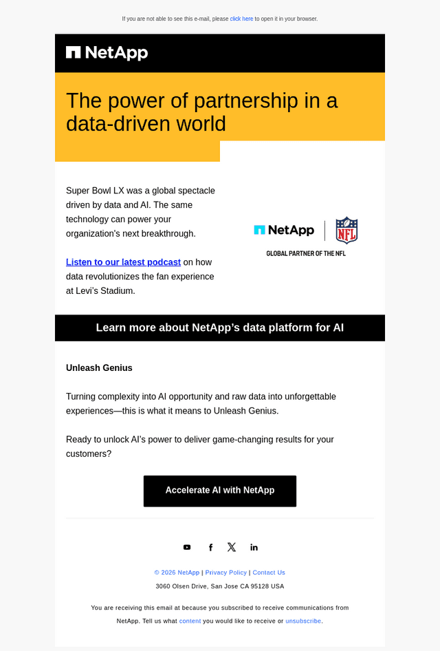 NetApp email from Fri, Feb 13, 2026