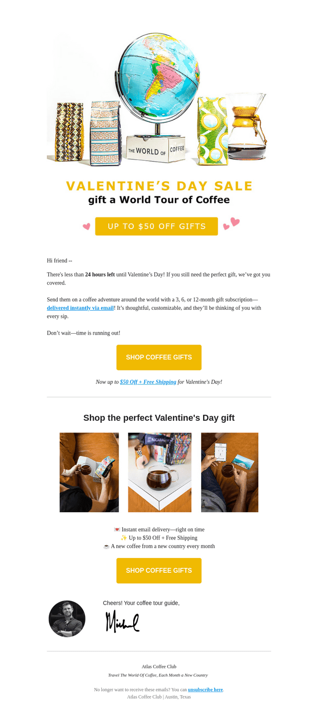 Atlas Coffee Club email from Fri, Feb 13, 2026