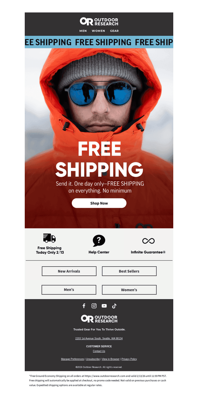 Free Shipping—Today Only