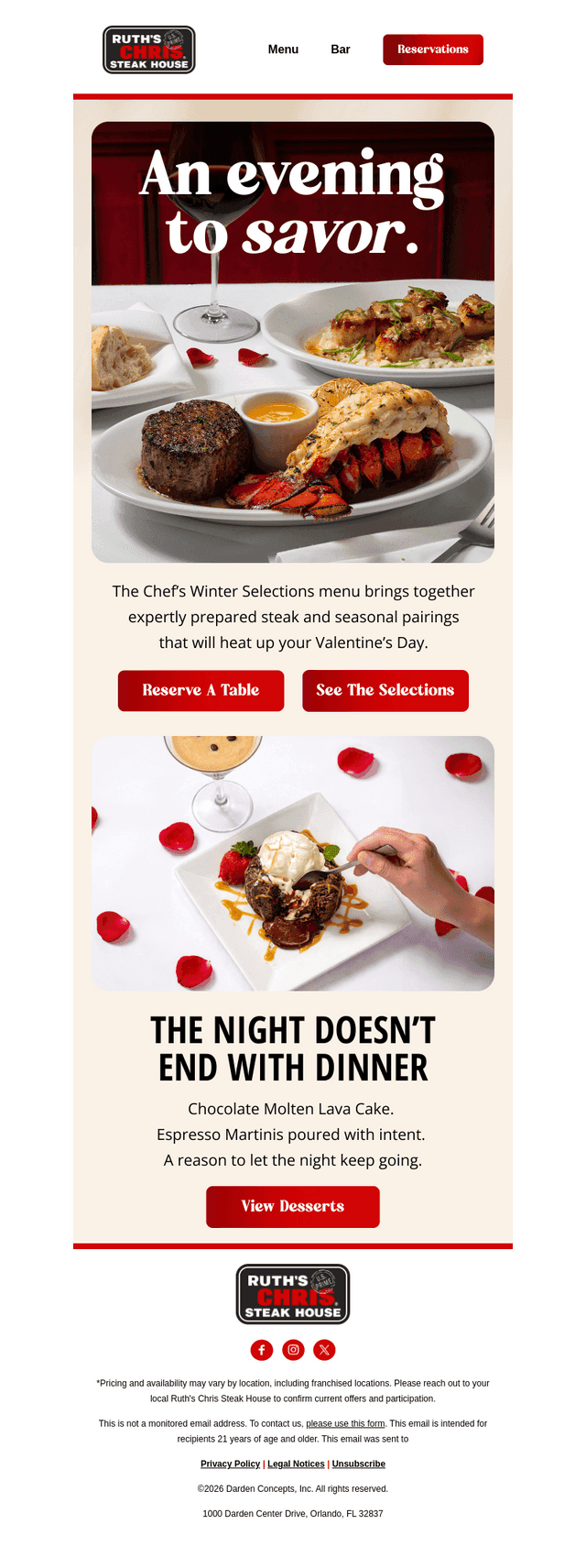 Ruth's Chris email from Fri, Feb 13, 2026
