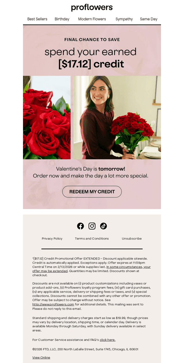 ProFlowers email from Fri, Feb 13, 2026