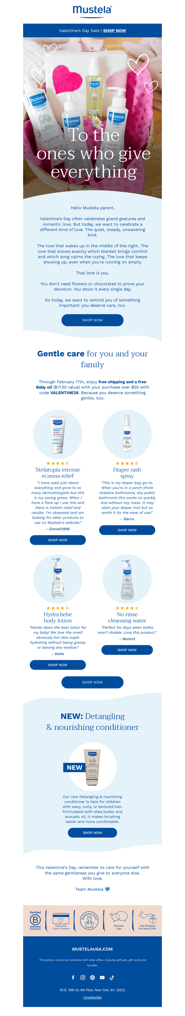 Mustela USA email from Sat, Feb 14, 2026