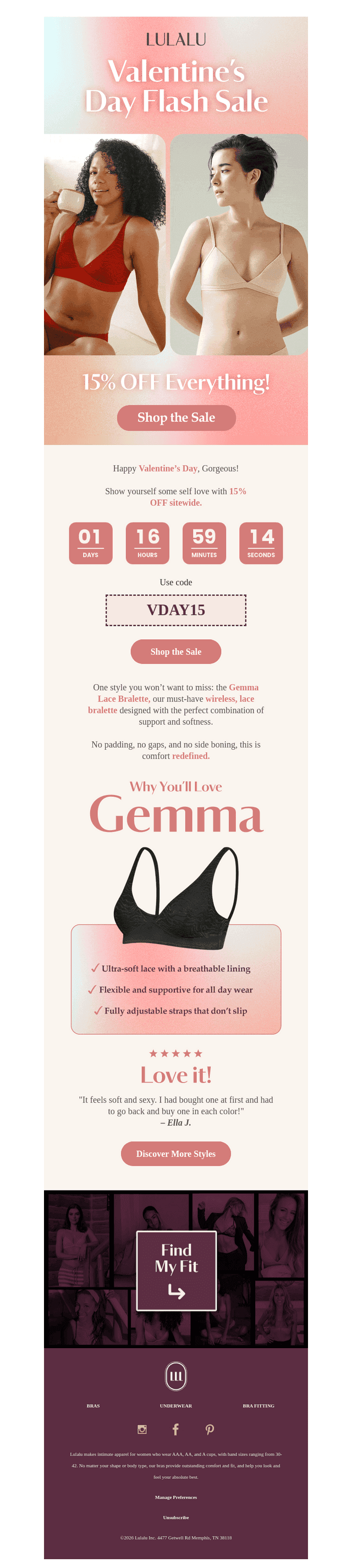 Lula Lu Petite Lingerie email from Sat, Feb 14, 2026