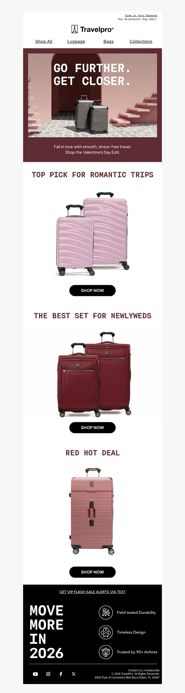 Travelpro Products email from Sat, Feb 14, 2026