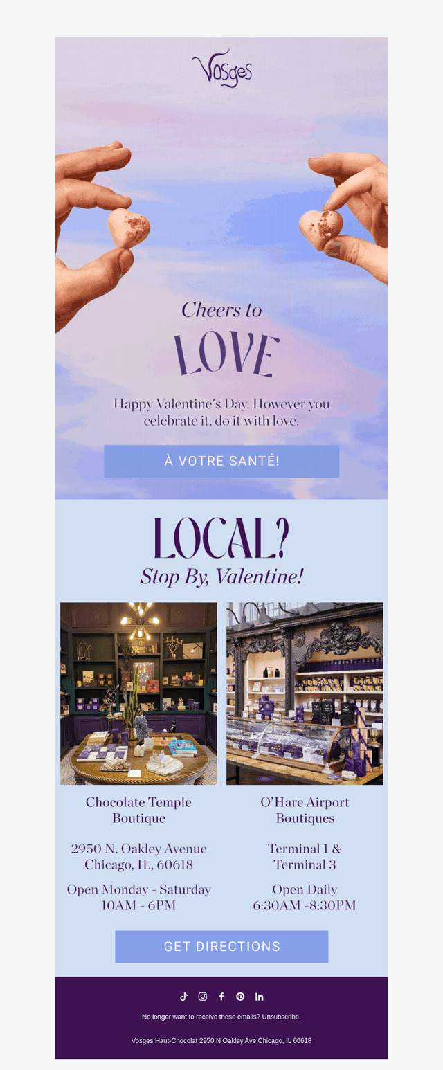 Vosges Haut-Chocolat email from Sat, Feb 14, 2026
