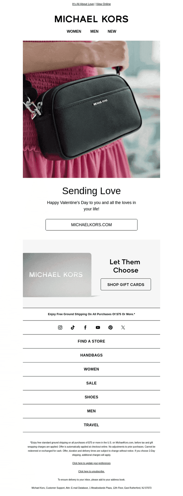 Michael Kors email from Sat, Feb 14, 2026