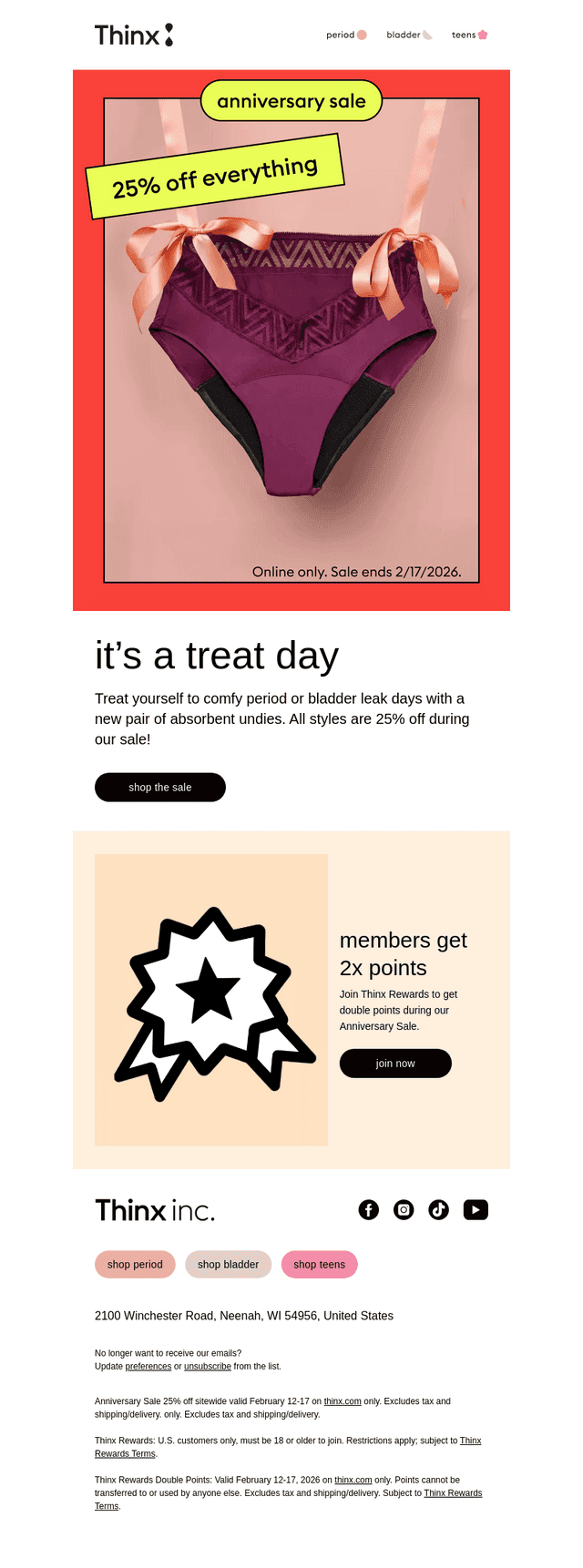 THINX email from Sat, Feb 14, 2026