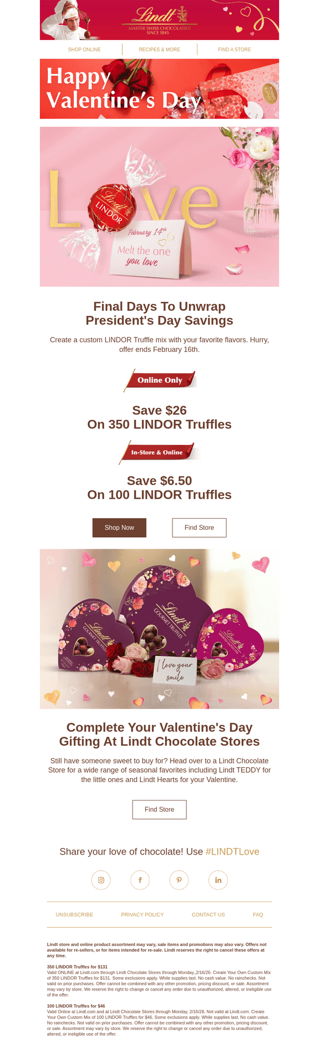 Lindt email from Sat, Feb 14, 2026