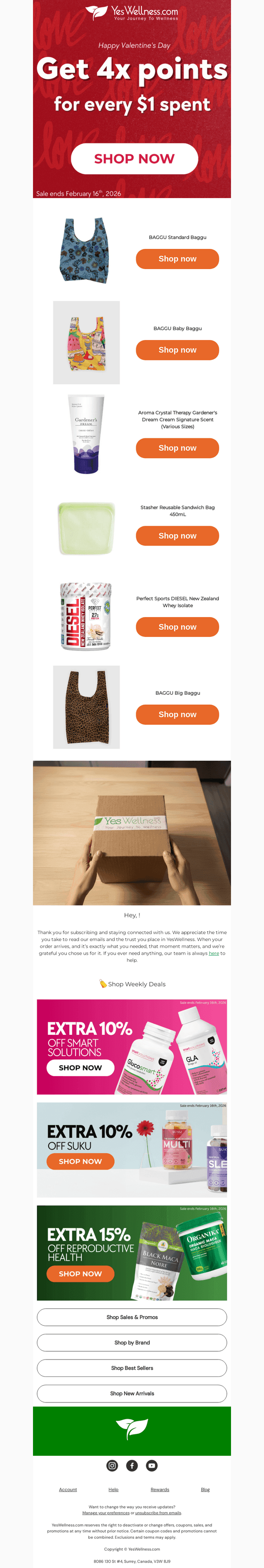 YesWellness.com email from Sat, Feb 14, 2026