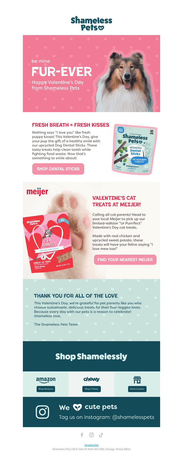 Shameless Pets email from Sat, Feb 14, 2026