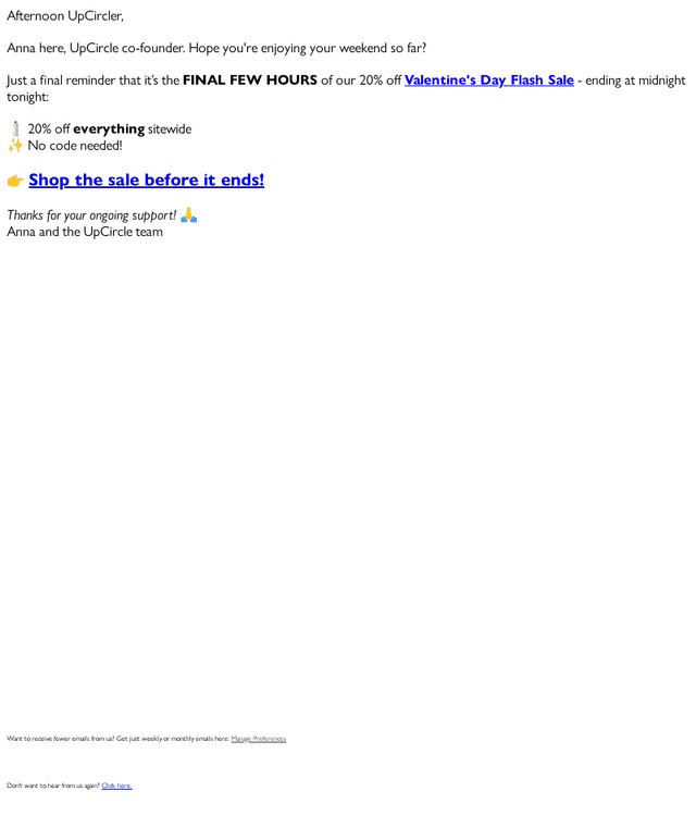 UpCircle Beauty email from Sat, Feb 14, 2026