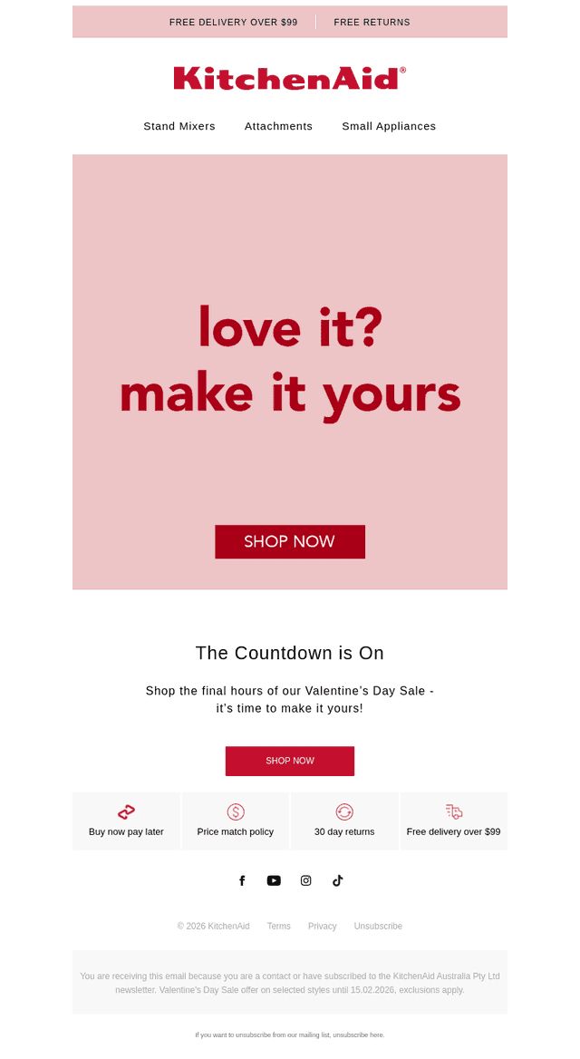 KitchenAid Australia & New Zealand email from Sat, Feb 14, 2026