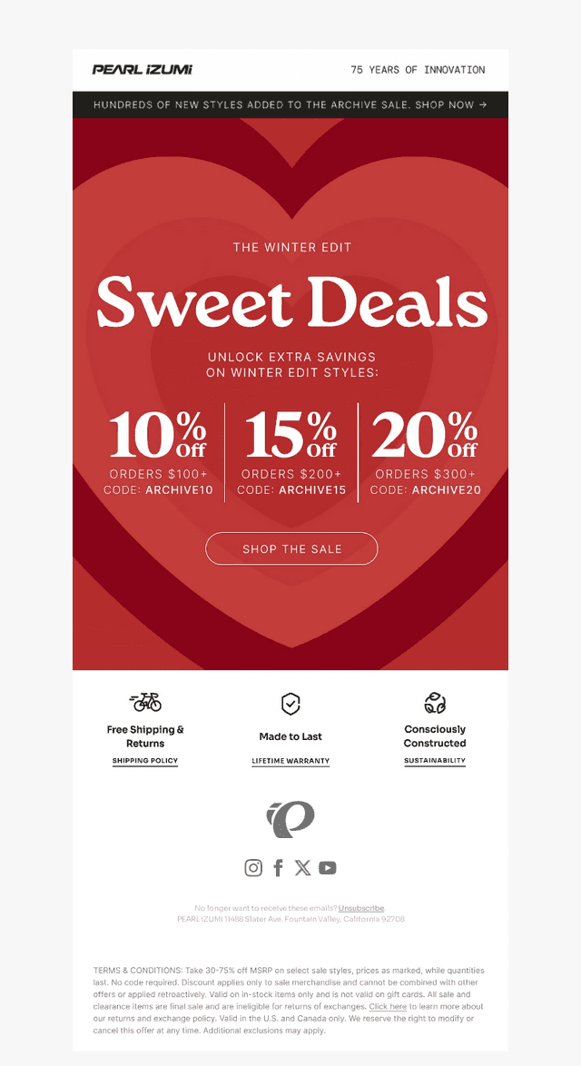 Pearl Izumi email from Sat, Feb 14, 2026