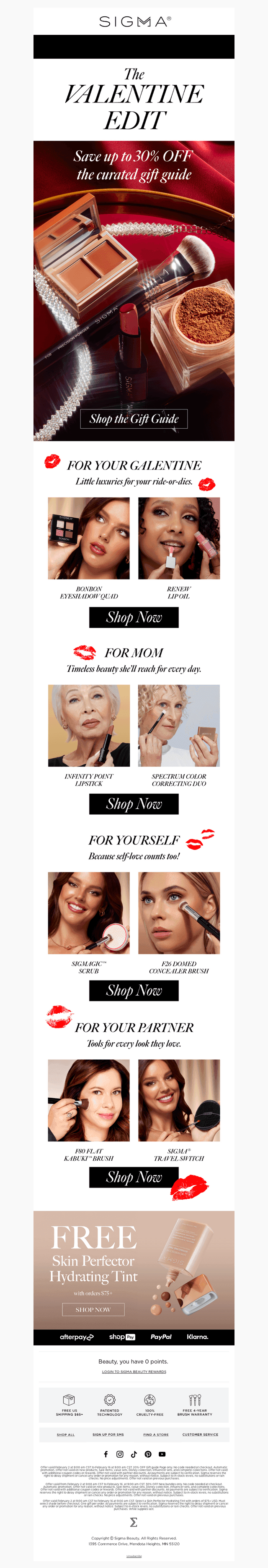 Sigma Beauty email from Sun, Feb 15, 2026