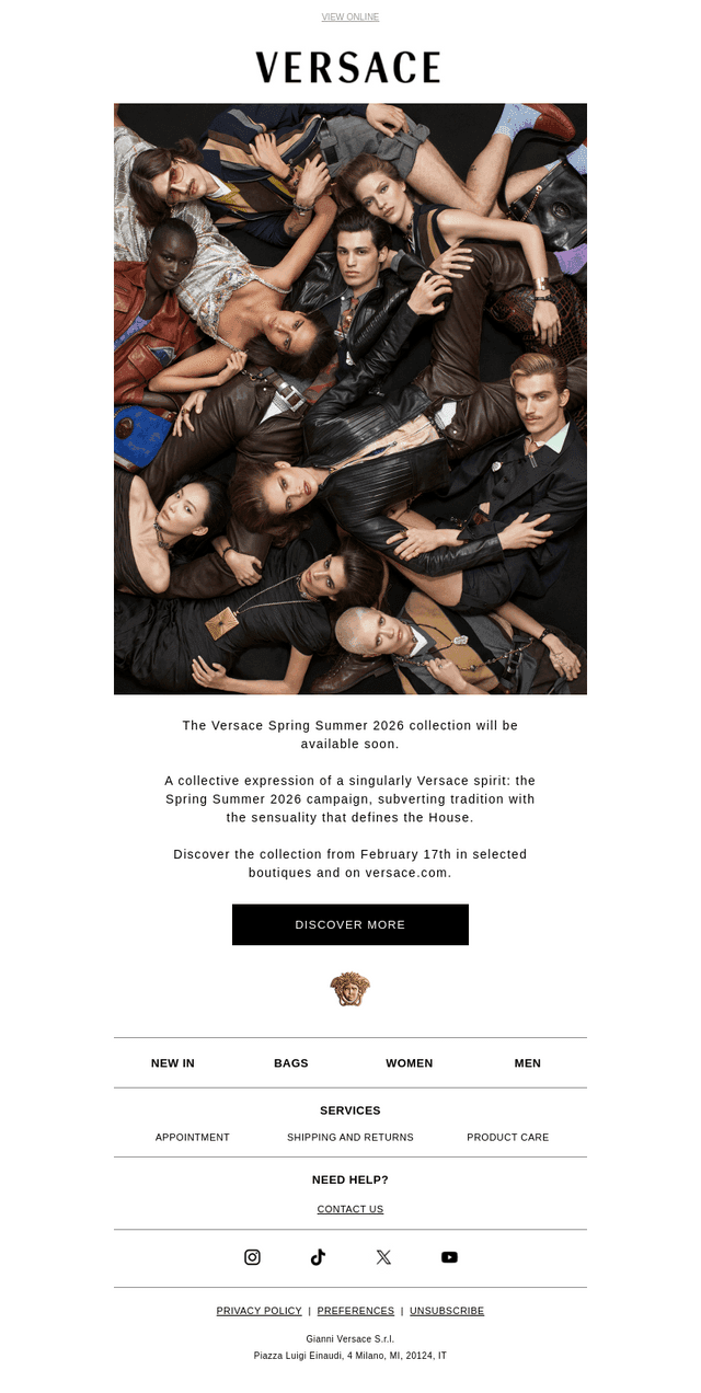 Versace email from Sun, Feb 15, 2026