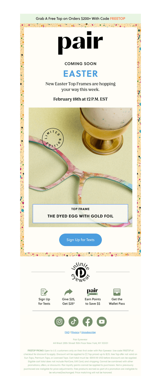 Pair Eyewear email from Sun, Feb 15, 2026