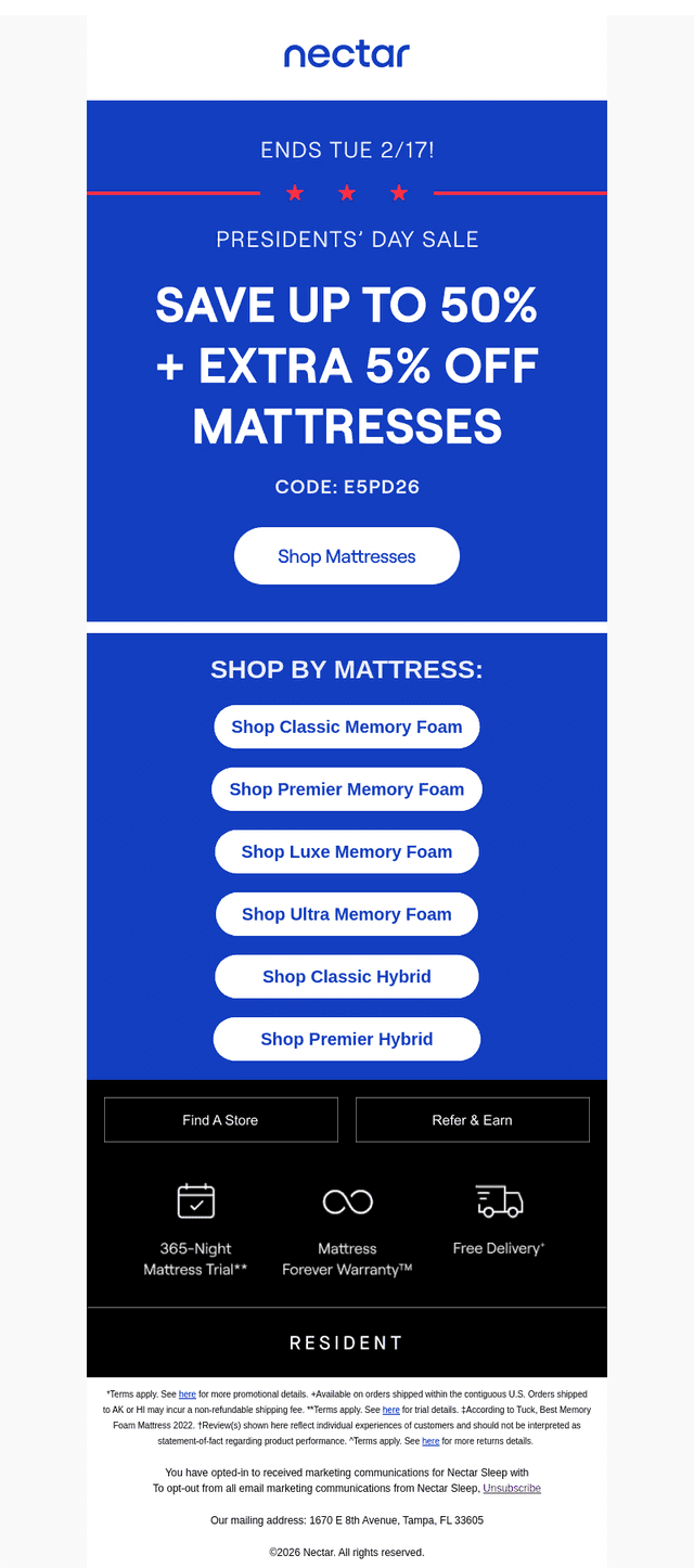 Save up to 50% + EXTRA 5% Off. Ends Tue 2/17 😱