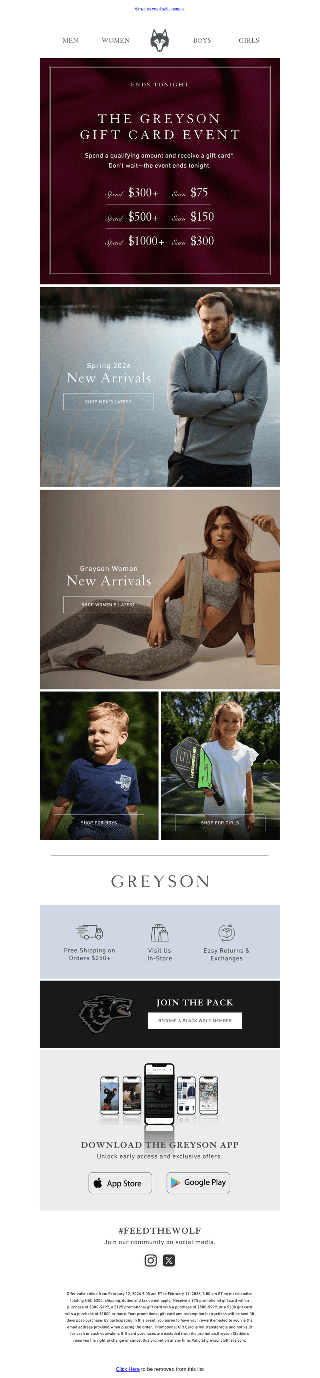 Greyson Clothiers email from Mon, Feb 16, 2026